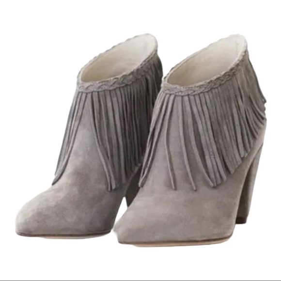 Anine Bing Irmelin Gray Suede Fringe Casual Booties Southwestern Boho Women’s 39 - Picture 1 of 15